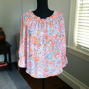 Talbots Paisley Ruffle Blouse